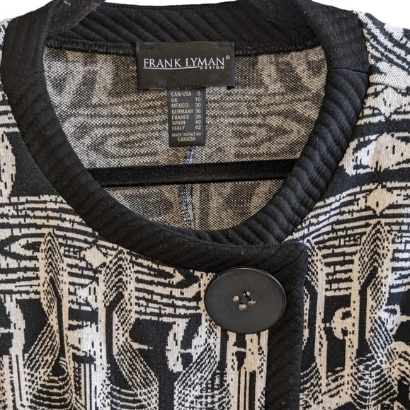 Frank Lyman sweater. Black  and white geometric pattern. Size 8. - Picture 2 of 6